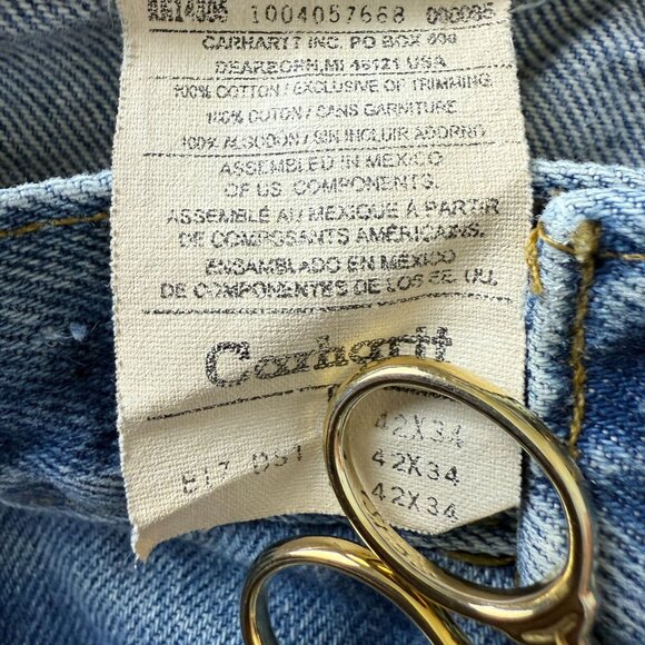 Carhartt Men's Relaxed Fit B17 Work Jeans 42x34 Tapered Leg Cotton Blue - Picture 9 of 10